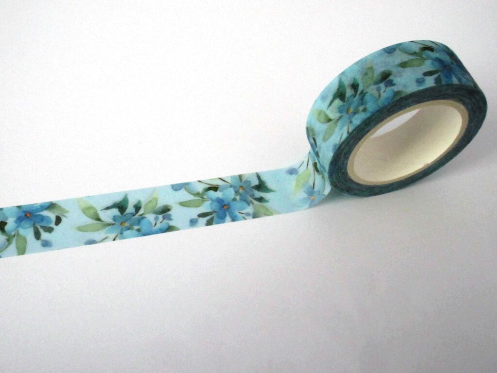 Washi tape with blue floral design