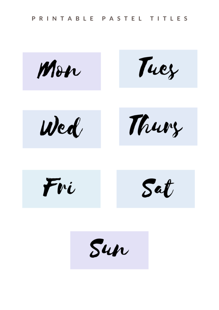 Cute stickers with days of the week to print